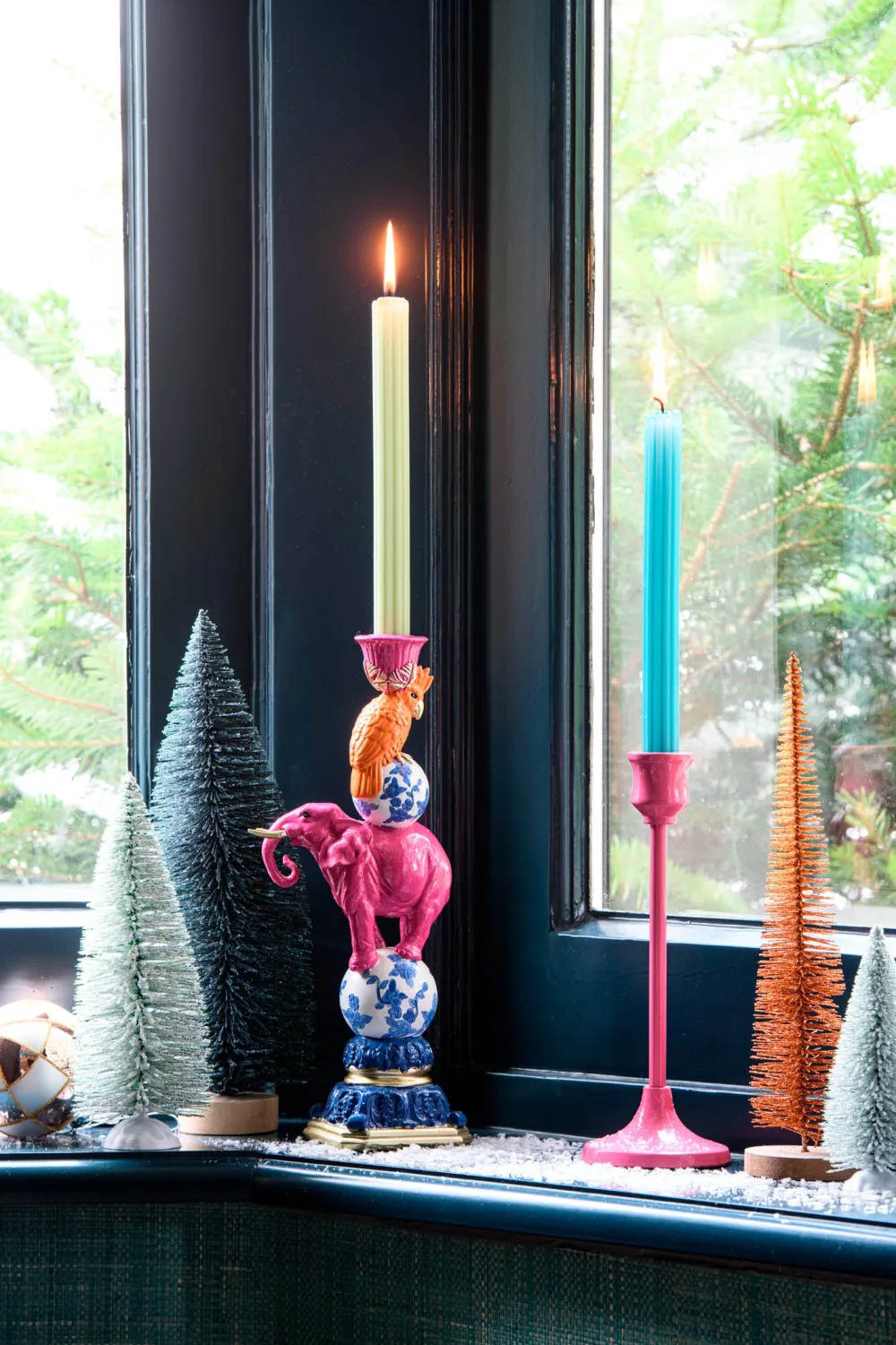 Outlet Mica Decorations Kerzenständer Tulli türkis D 8,5 H 30 cm Kerzenständer