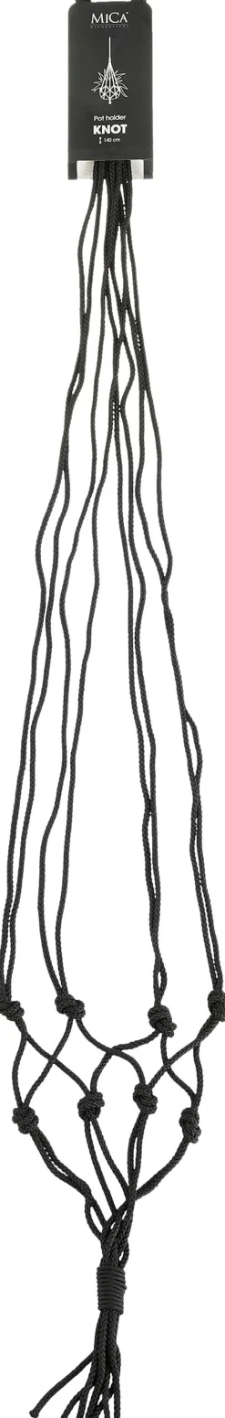 Sale Mica Decorations Makramee Blumenampel Knoten schwarz H 140 cm Blumenampeln & Pflanzenhalter
