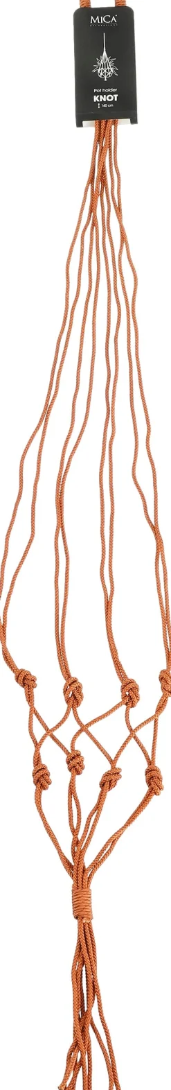 Discount Mica Decorations Makramee Blumenampel Knoten orange H 140 cm Blumenampeln & Pflanzenhalter