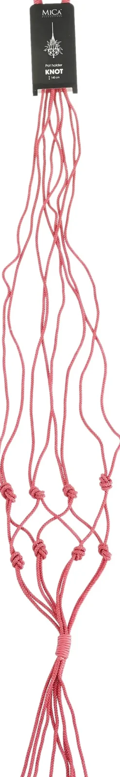 Clearance Mica Decorations Makramee Blumenampel Knoten dunkelrosa H 140 cm Blumenampeln & Pflanzenhalter