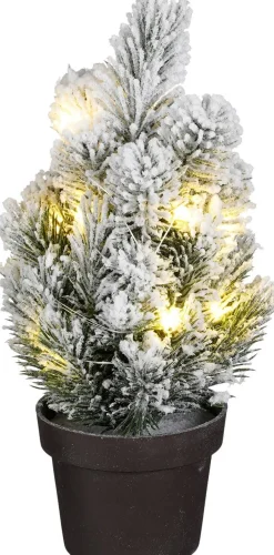 Best Mica Decorations Mini-Weihnachtsbaum Ivo mit Schnee beleuchtet grün D 7,5 H 24 cm Weihnachtsfiguren & -Objekte