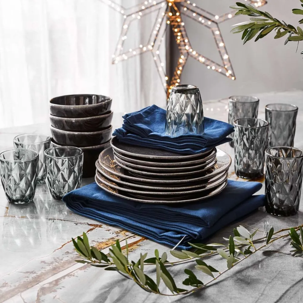 New Mica Decorations Teller Tabo schwarz D 20,5 H 2 cm Geschirr & Gläser