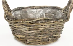 Hot Pflanzkorb mit Henkeln grau-braun D 35 cm H 15 cm Pflanzkörbe|Blumentöpfe & Pflanzgefäße