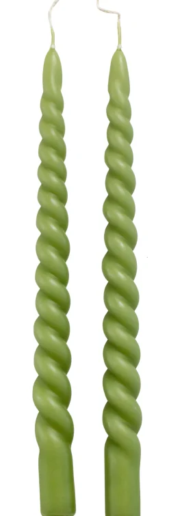 Discount Rustik Lys Stabkerzen Swirl grün 8,5 Std. 2 St. Stabkerzen