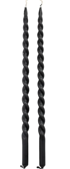 New Rustik Lys Stabkerzen Swirl schwarz 4 Std. 2 St. Stabkerzen