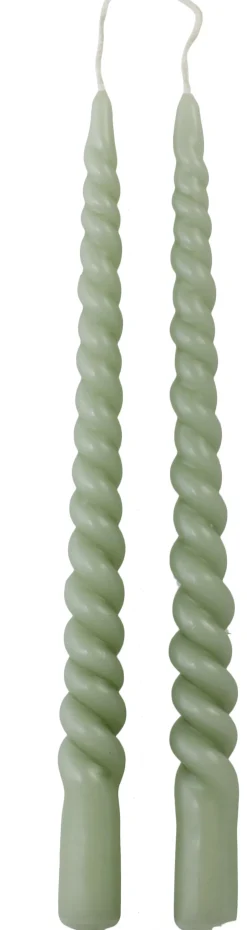 Online Rustik Lys Stabkerzen Swirl grün 8,5 Std. 2 St. Stabkerzen