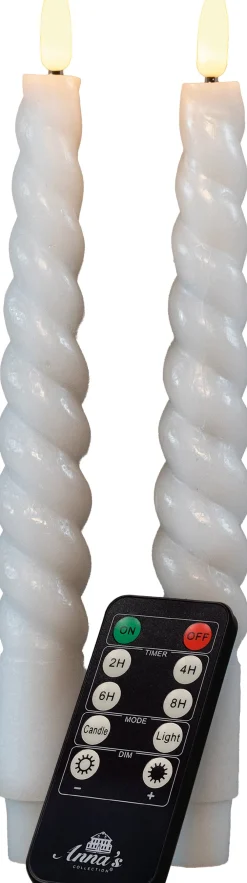 Best Rustik Lys Stabkerzen Swirl weiß 8,5 Std. 2 St. Led Kerzen