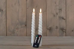 Best Rustik Lys Stabkerzen Swirl weiß 8,5 Std. 2 St. Led Kerzen