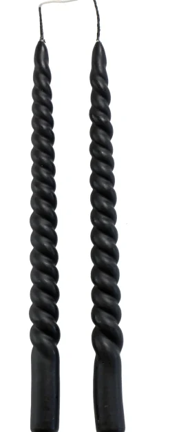 Outlet Rustik Lys Stabkerzen Swirl schwarz 8,5 Std. 2 St. Stabkerzen