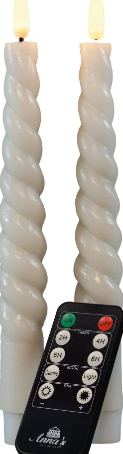Outlet Rustik Lys Stabkerzen Swirl creme 8,5 Std. 2 St. Led Kerzen