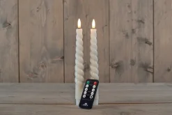 Outlet Rustik Lys Stabkerzen Swirl creme 8,5 Std. 2 St. Led Kerzen