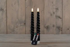 Outlet Rustik Lys Stabkerzen Swirl schwarz 8,5 Std. 2 St. Led Kerzen