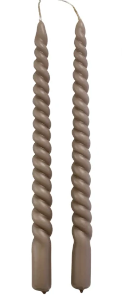 Best Rustik Lys Stabkerzen Swirl taupe 8,5 Std. 2 St. Stabkerzen
