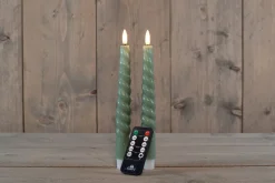 Hot Rustik Lys Stabkerzen Swirl grün 8,5 Std. 2 St. Led Kerzen