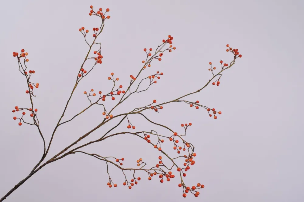 New Silk-ka Kunstzweig mit Beeren orange 133 cm Künstliche Deko-Zweige