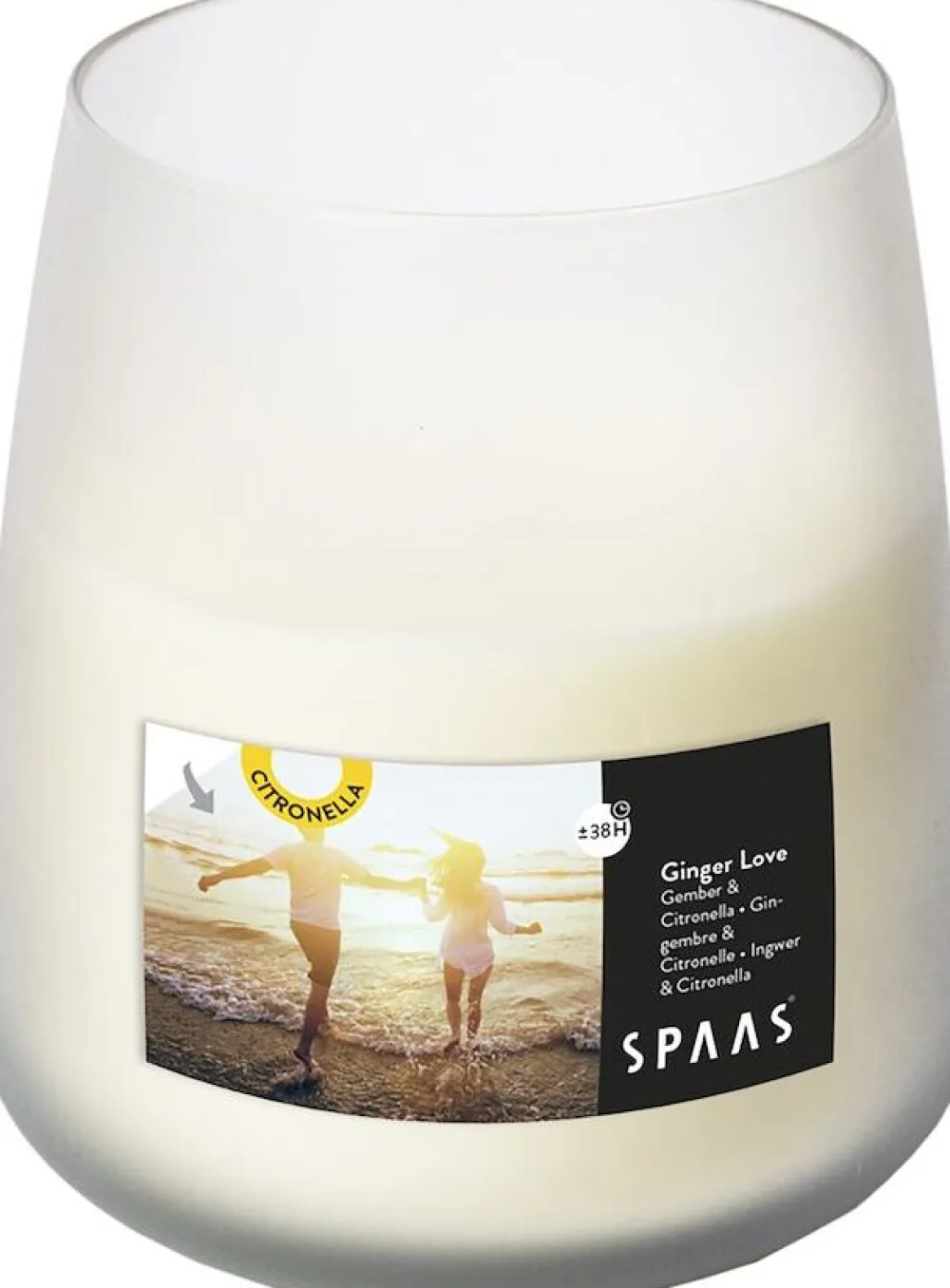 Outlet Spaas Citronella-Kerze Ginger Love weiß 38 Std. D 8,2 H 9,5 cm Kerzen Im Glas|Citronella-Kerzen