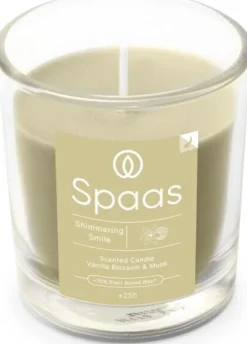 Best Spaas Duftkerze Essential Collection Shimmering Smile grün 25 Stunden D 7,3 H 8,3 cm Kerzen Im Glas|Duftkerzen