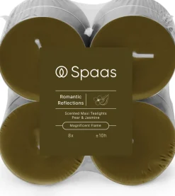 Outlet Spaas Duftkerze Essential collection Romantic Reflect grün 10 Std. D 6 H 2,1 cm 8 St. Teelichter|Duftkerzen