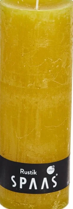 Outlet Spaas Stumpenkerze Rustic gelb D 6,8 cm H 19 cm Stumpenkerzen