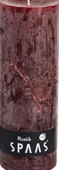 Discount Spaas Stumpenkerze Rustic weinrot D 6,8 cm H 19 cm Stumpenkerzen