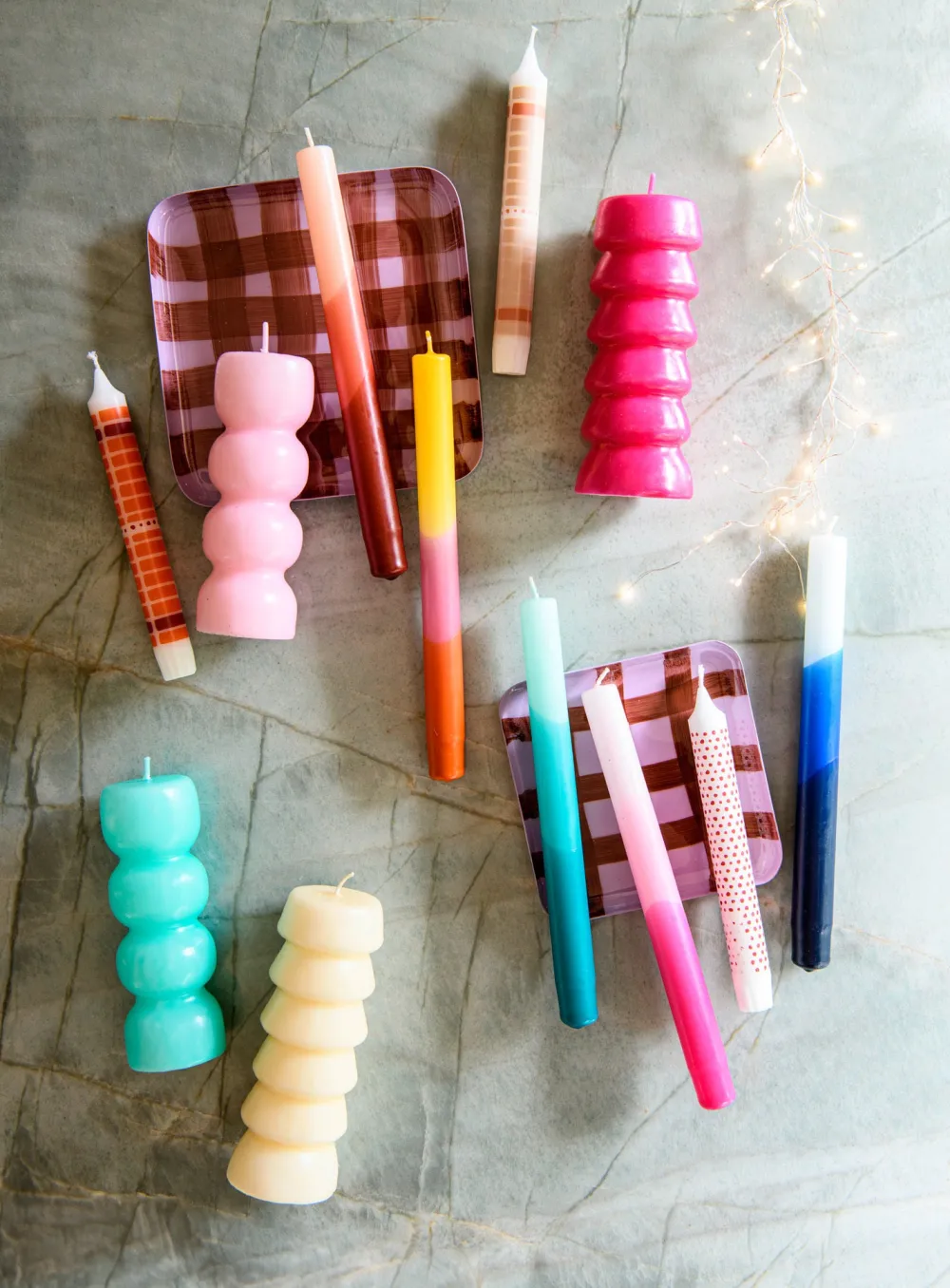 New Stabkerze Triple dipped rosa / rot 7,5 Std. D 2,2 H 25 cm Stabkerzen