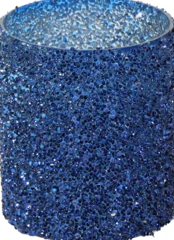 Discount Teelichthalter Strass Lois blau D 13,5 H 15 cm Teelichthalter