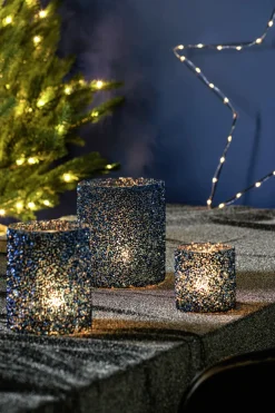 Discount Teelichthalter Strass Lois blau D 13,5 H 15 cm Teelichthalter