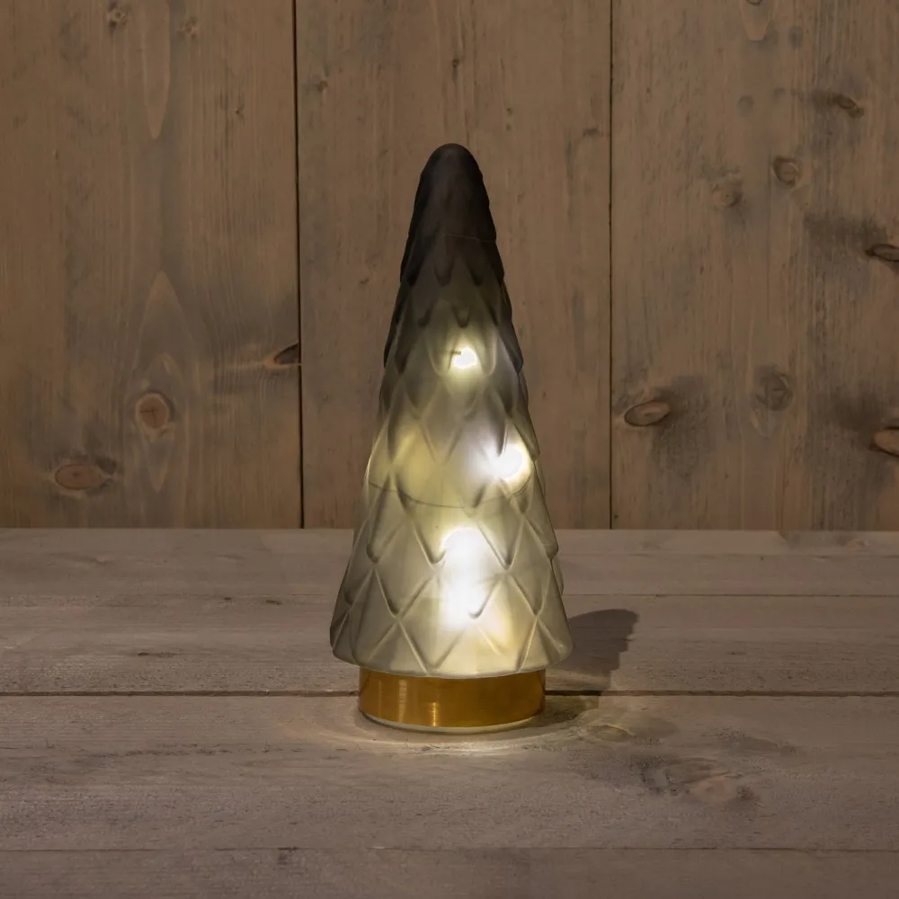 New Tischleuchte Weihnachtsbaum grau mit 10 LEDs warmweiß D 10,5 H 24,5 cm Weihnachtsfiguren & -Objekte|Weihnachtsleuchten
