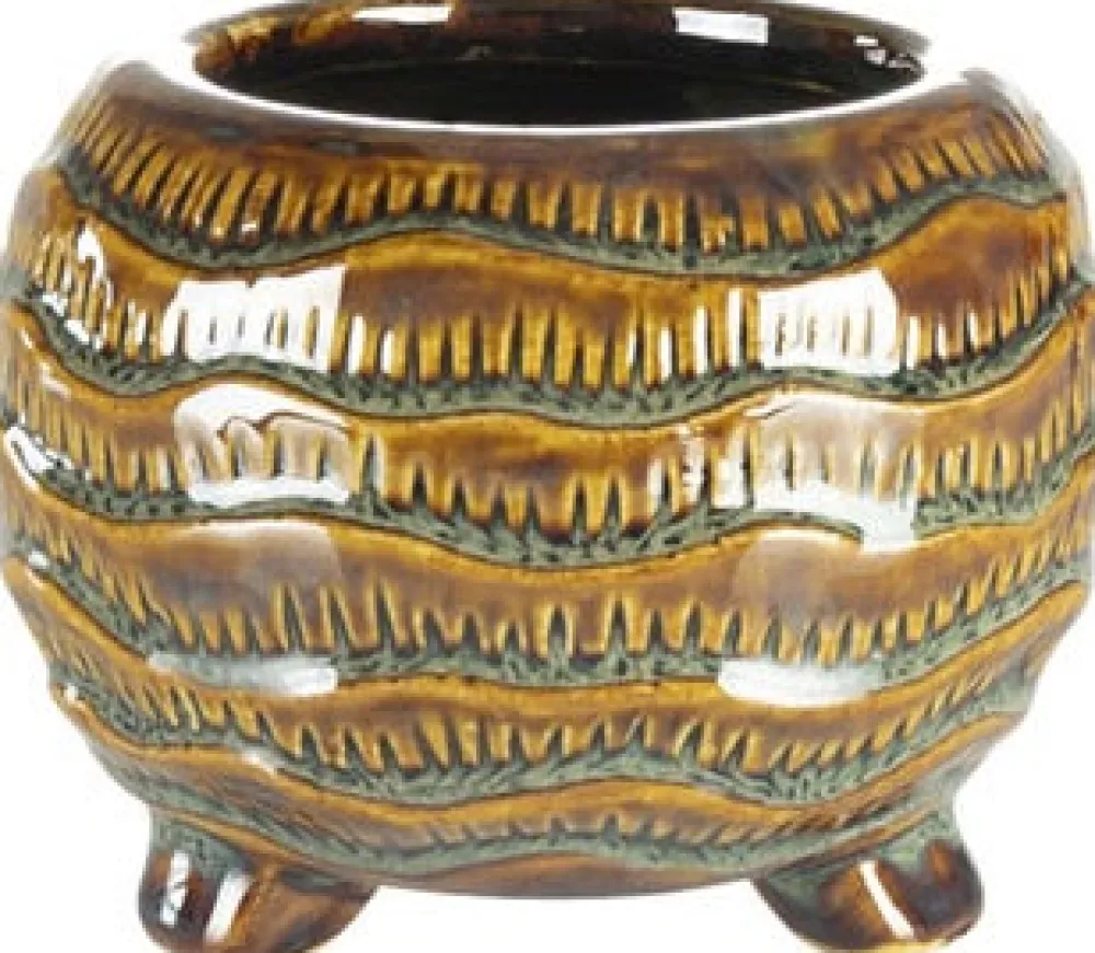 Online TS Blumentopf Dewi mit Füßen gold / braun D 15 H 12 cm Blumentöpfe|Blumentöpfe & Pflanzgefäße