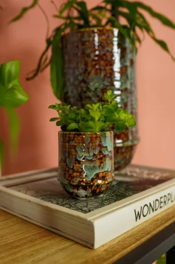 Clearance TS Blumentopf Noud braun / mint D 14 H 13 cm Blumentöpfe & Pflanzgefäße|Blumentöpfe