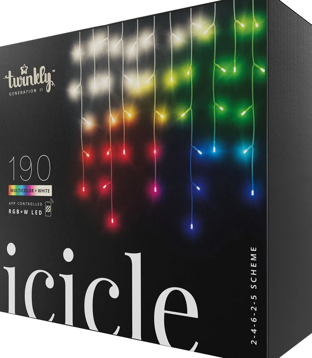 Hot Twinkly Eisregen-Lichterkette mit App 190 LEDs bunt und warmweiß 5 m Weihnachtsbaumbeleuchtung|Eisregen Lichterketten