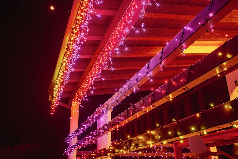 Hot Twinkly Eisregen-Lichterkette mit App 190 LEDs bunt und warmweiß 5 m Weihnachtsbaumbeleuchtung|Eisregen Lichterketten