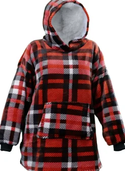 Unique Living Deckenpulli mit Kapuze kariert rot/schwarz/weiß onesize Pullover