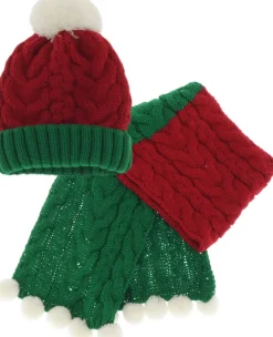 Outlet Unique Living Mütze und Schal grün/rot onesize Weihnachtskleidung & -Accessoires