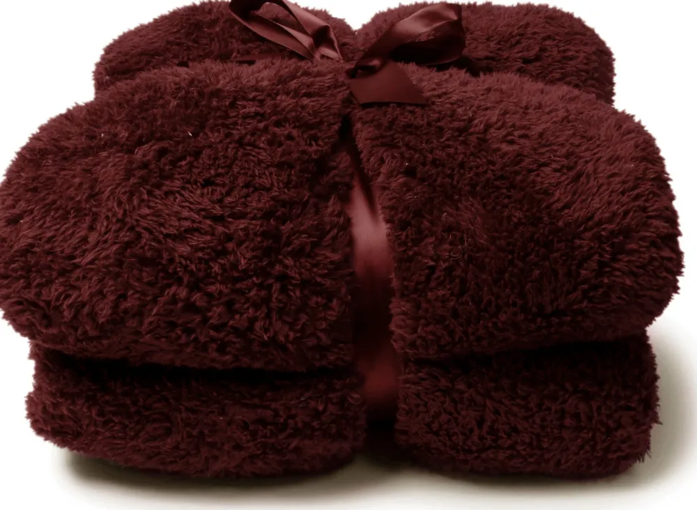 Clearance Unique Living plaid Teddy dunkelrot 150 x 200 cm Decken & Plaids