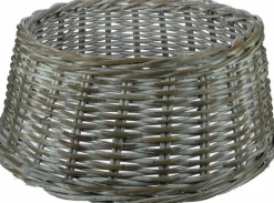 Clearance Van der Leeden Korb für Weihnachtsbaum Rattan D 60 H 26 cm grau / weiß Weihnachtsbaumdecken & -Körbe