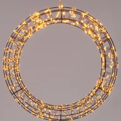 Hot Weihnachtsanhänger Kranz schwarz mit 1200 LEDs warmweiß D 56 cm Weihnachtsfiguren (Außen)