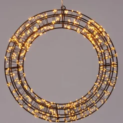 Best Weihnachtsanhänger Kranz schwarz mit 800 LEDs warmweiß D 36 cm Weihnachtsfiguren (Außen)