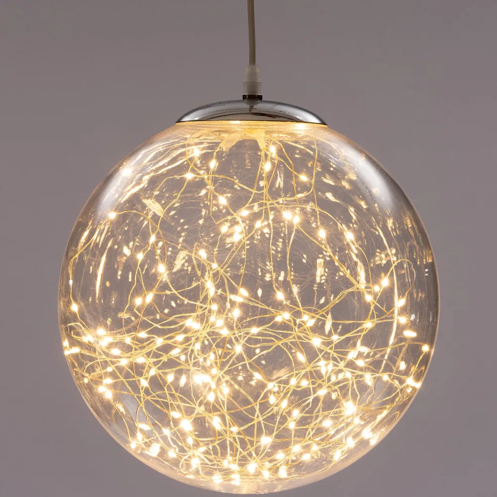 New Weihnachtsanhänger Kugel klar mit 80 LEDs warmweiß D 18 cm Weihnachtsdeko Zum Aufhängen