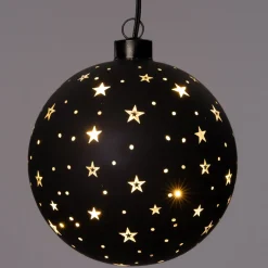 Hot Weihnachtsanhänger Kugel Sterne mit LED Beleuchtung warmweiß D 15 cm Weihnachtsdeko Zum Aufhängen