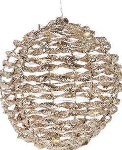 Outlet Weihnachtsdeko Kugel Nora gold mit Beleuchtung D 15 cm Weihnachtsdeko Zum Aufhängen