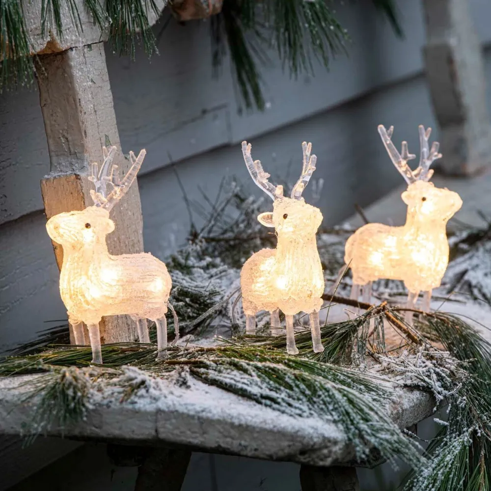 New Weihnachtsdeko Rentier beleuchtet 12 LEDs warmweiß H 17 cm Weihnachtsfiguren (Außen)