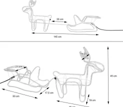 Outlet Weihnachtsdeko Rentier mit Schlitten 324 LEDs warmweiß 145 x 21 x 45 cm Weihnachtsfiguren (Außen)