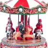 Clearance Weihnachtsdorf Karussell mit LED Beleuchtung H 15 cm Weihnachtsdorf Figuren & Objekte