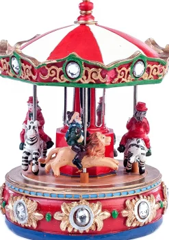 Clearance Weihnachtsdorf Karussell mit LED Beleuchtung H 15 cm Weihnachtsdorf Figuren & Objekte