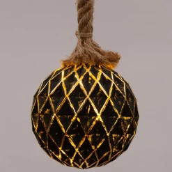 Clearance Weihnachtsleuchte mit Seil schwarz / gold D 15 cm mit 10 LEDs warmweiß Weihnachtsdeko Zum Aufhängen