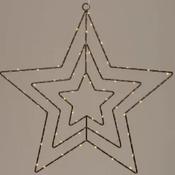 Outlet Weihnachtsstern Fensterdeko schwarz beleuchtet mit 60 LEDs klassisch warm D 56 cm Weihnachtssterne|Weihnachtsfiguren (Außen)
